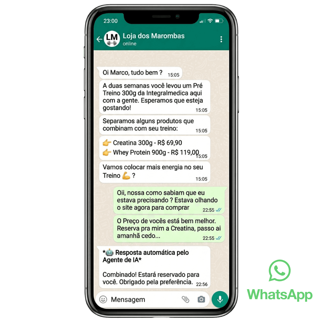 Agente de IA do BM Connect atendendo cliente no WhatsApp